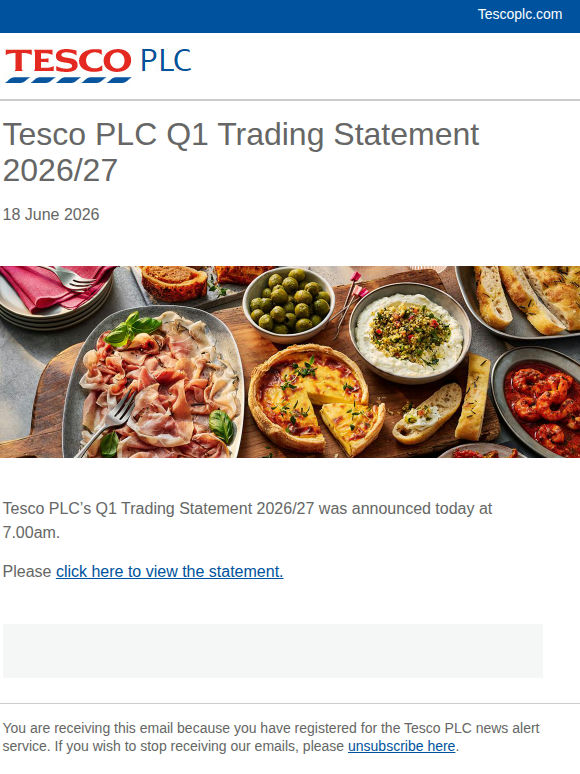 Tesco PLC Q1 Trading Statement 2026/27