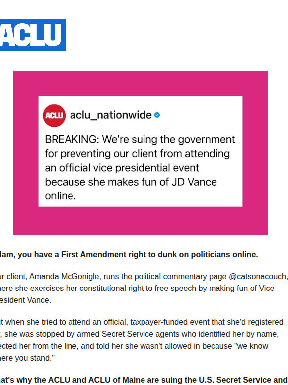 Making fun of Vice President Vance is constitutionally protected speech