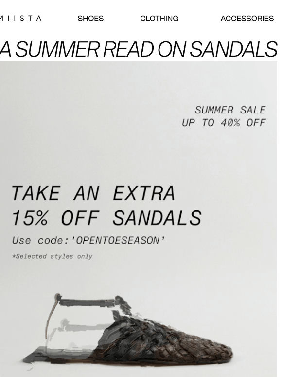 Summer Sale: Extra 15% Off Sale Sandals
