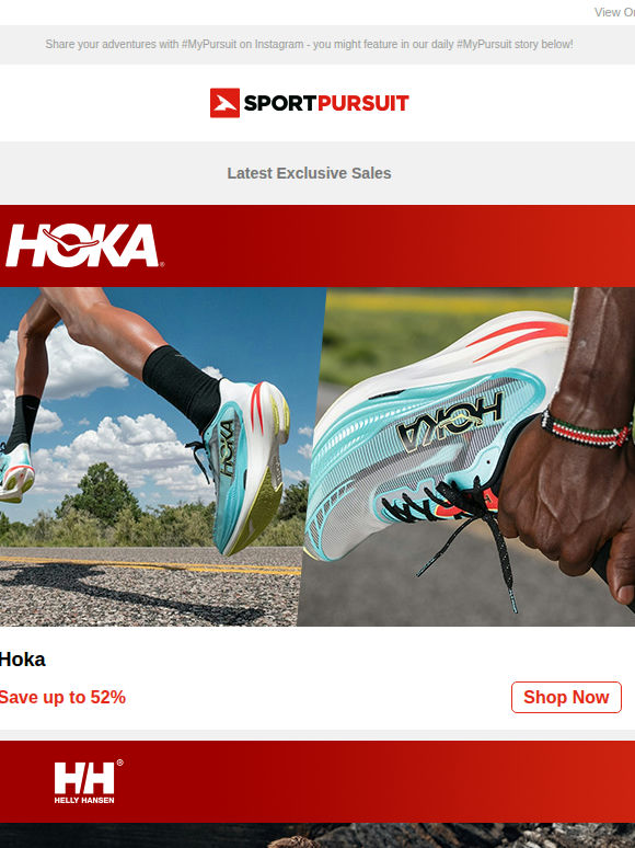 Hoka | Helly Hansen Lifestyle | Crew Clothing Co. | Outdoor Essentials Under £30 | Mons Royale | Up to 73% Off!