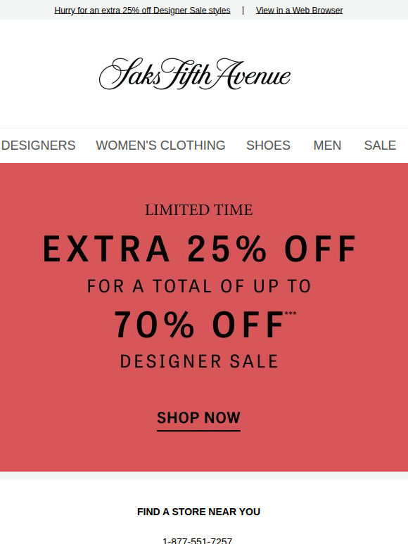 You could save up to 70% on sale styles you love