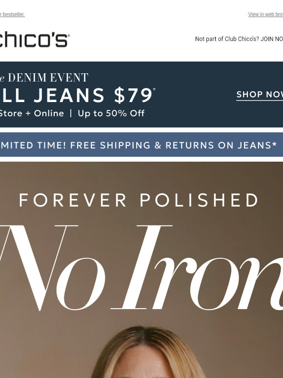 Our #1 No Iron™ shirt in new colors and prints + $79 Denim!