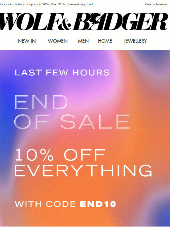 LAST FEW HOURS TO SHOP SALE