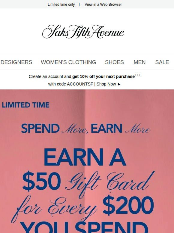 Earn a $50 gift card for every $200 you spend with code FAM