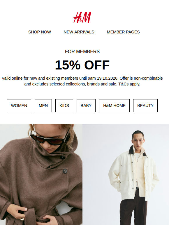 15% off online | Starts now