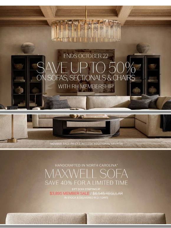 Fall Savings End October 22. Discover Up to 50% Off Sofas, Sectionals & Chairs.