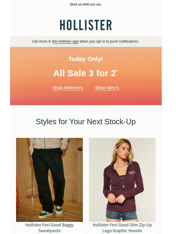 TODAY ONLY: all sale 3 for 2!*