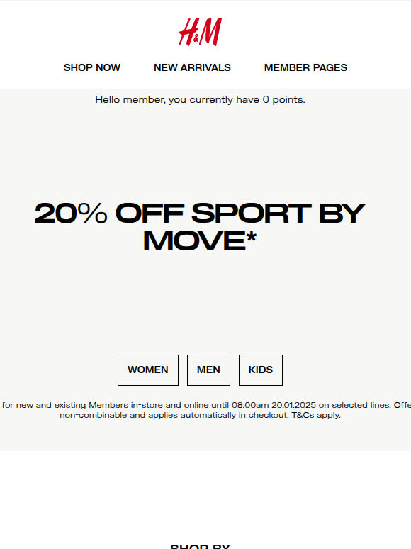 Ends soon: 20% off sportswear