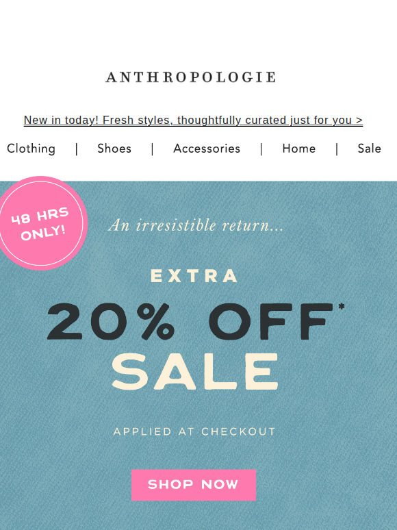 48 HRS ONLY: Extra 20% off Sale 🌟