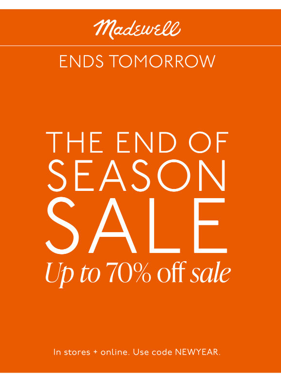 ENDS TOMORROW: up to 70% off sale