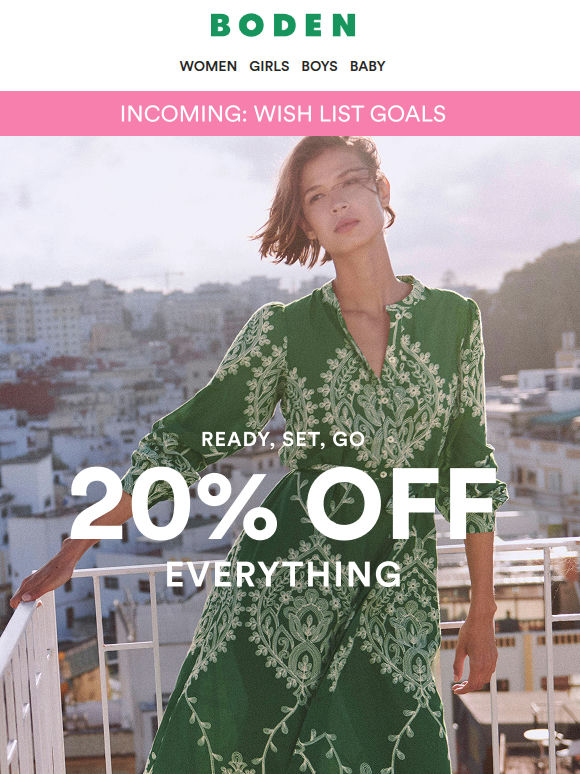 FYI: Here's 20% off everything