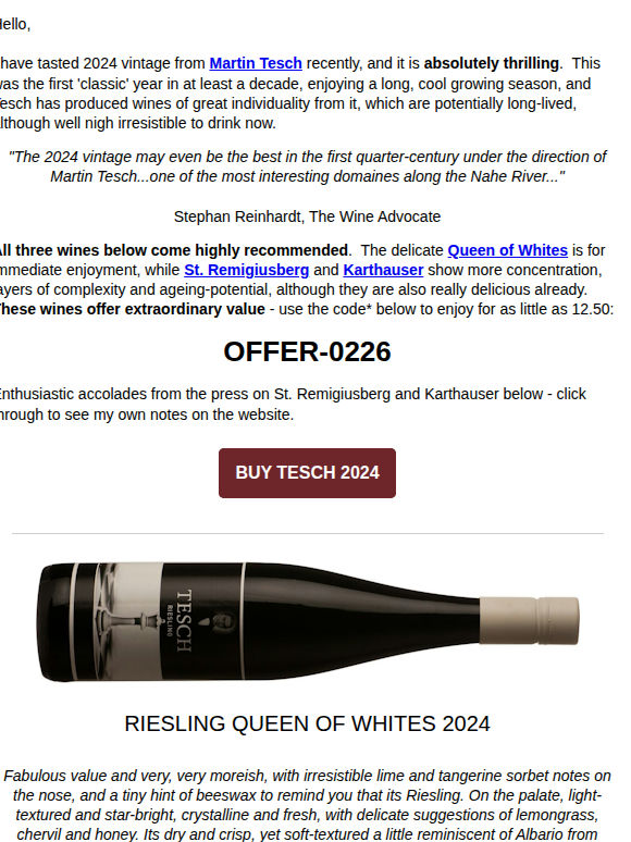 Best vintage in 25 years, from £12.50 per bottle