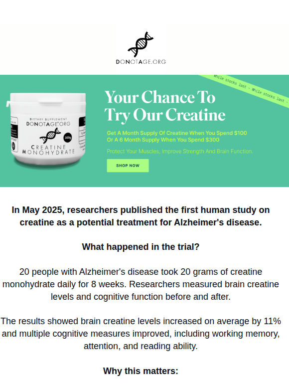 Study: Creatine Improves Brain Function In Alzheimer's Patients