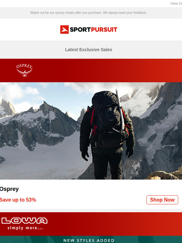 Osprey | Lowa | Veho Power & Audio | Quoc Cycling Shoes | Anaissa | Up to 83% Off!