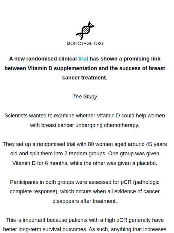 Study: Vitamin D Helped Women With Breast Cancer