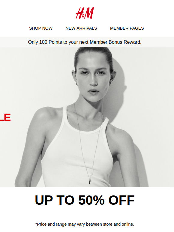 Up to 50% off in-store and online