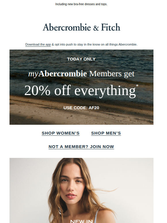 TODAY ONLY | myAbercrombie Members get 20% OFF everything.*