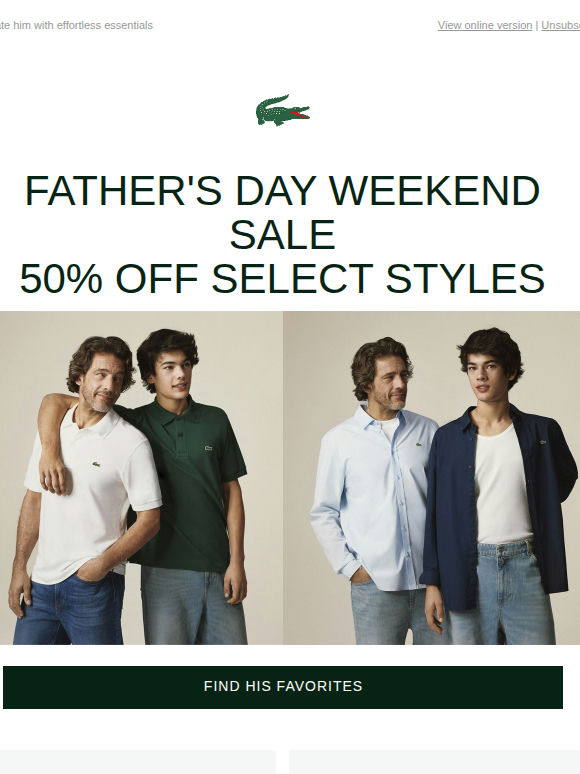 Father's Day Weekend: 50% Off Ending Soon
