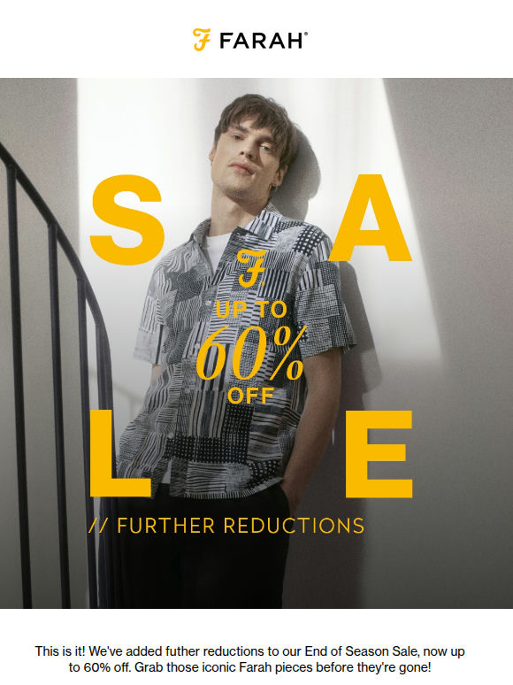 Final Reductions! Up To 60% Off The Farah Sale