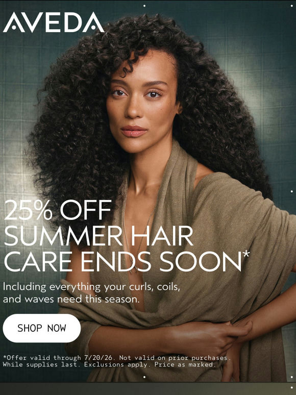 Ending soon: 25% off everything curls need for summer