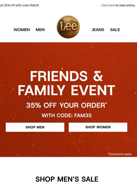 Friends don't let friends miss 35% Off