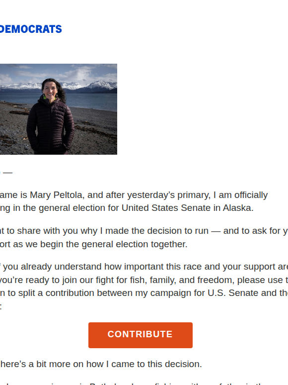 I’m officially running in the general election for U.S. Senate in Alaska