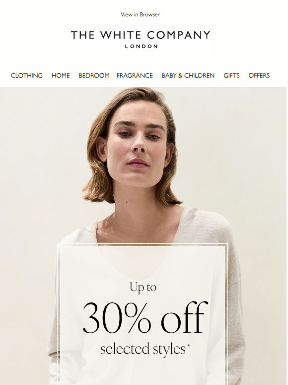 Up to 30% off clothing, fragrance and home