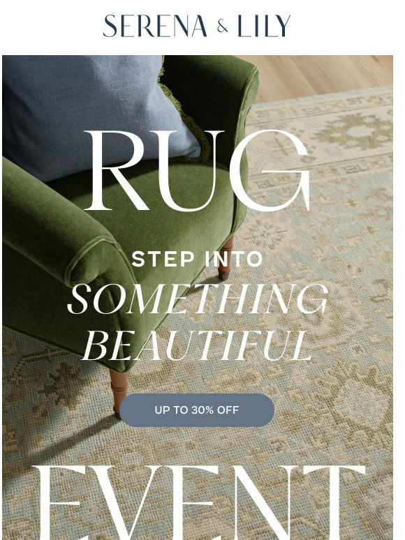 Starting now: Up to 30% off rugs.