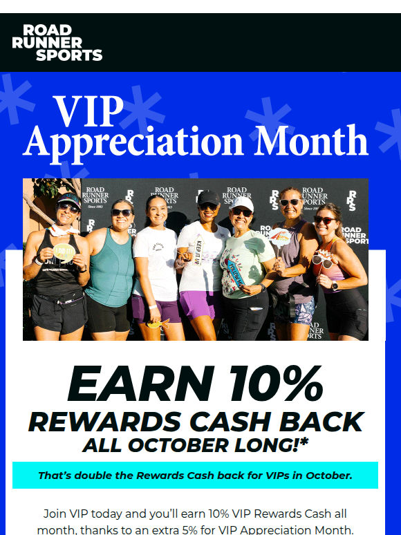 Join VIP + Earn 10% Rewards Cash All October