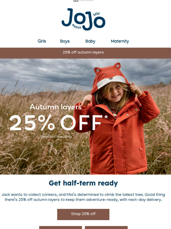25% off adventure-ready autumn layers
