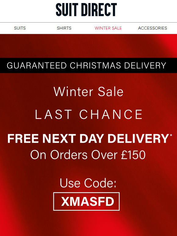 LAST CHANCE | Exclusive free next day delivery*