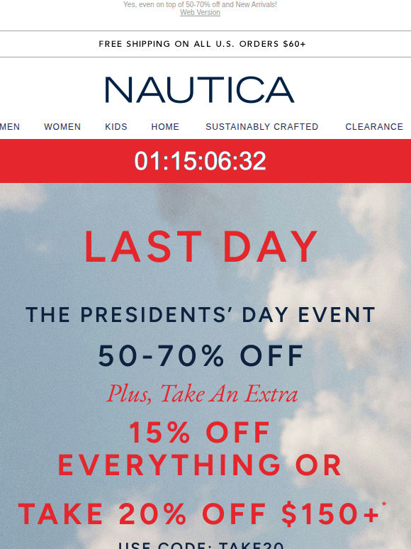 ⏰ FINAL HOURS! EXTRA 15% Off Everything or 20% Off $150+