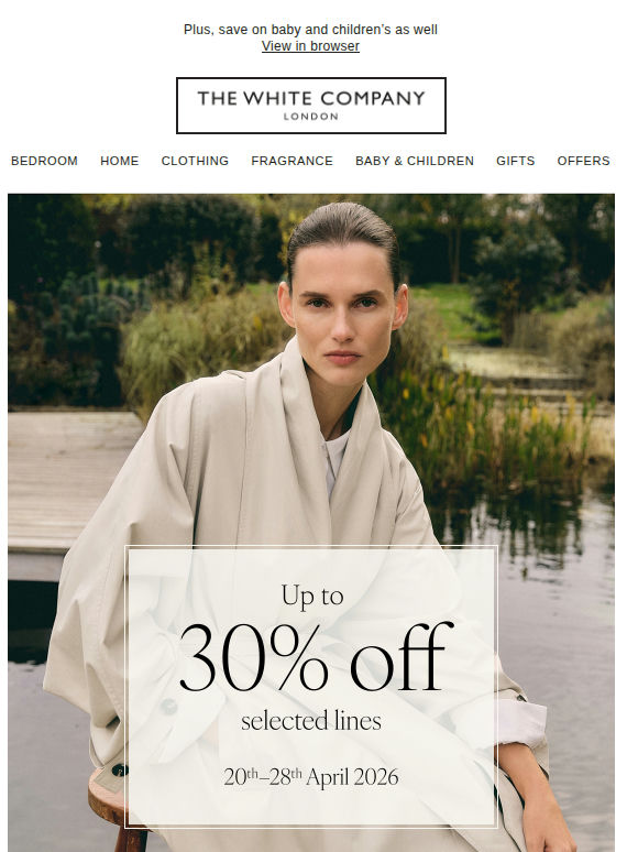 Up to 30% off selected clothing styles