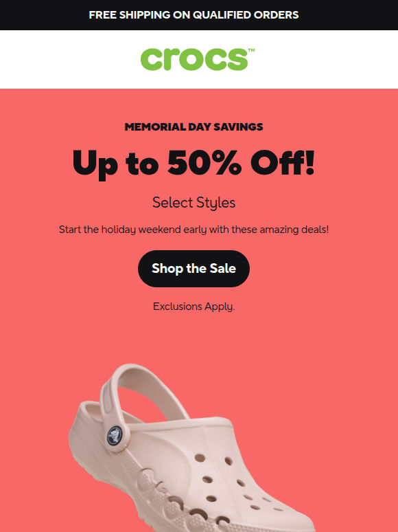Kick start the holiday weekend with Up to 50% off!