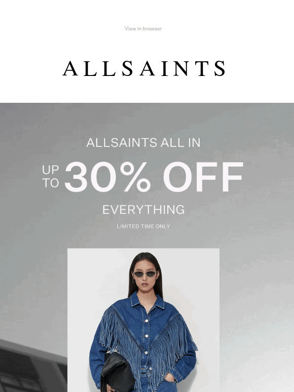Up To 30% Off Everything – Now On  