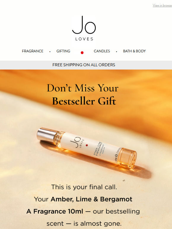 Final hours to receive Amber, Lime & Bergamot 10ml.