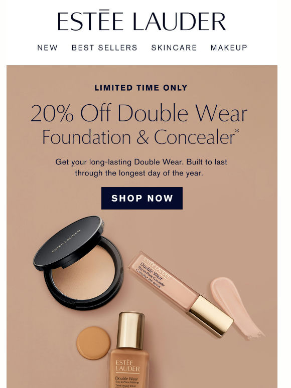Don’t Miss This ⚡ 20% Off Double Wear Foundation & Concealer
