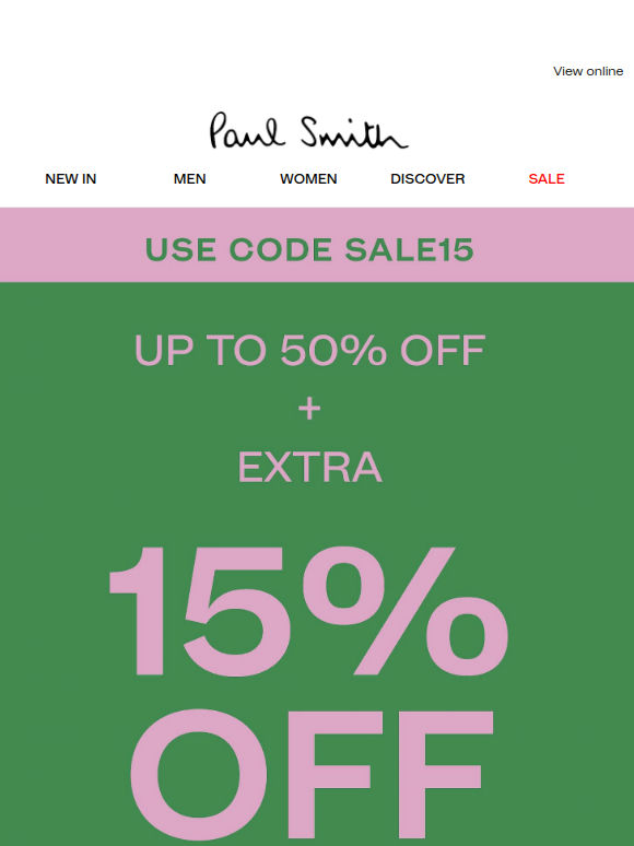 Tomorrow it’s gone: extra 15% off the sale