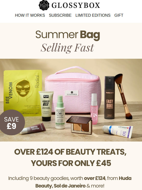 SELLING FAST 🏖️ The GLOSSYBOX Summer Bag (Worth £124)