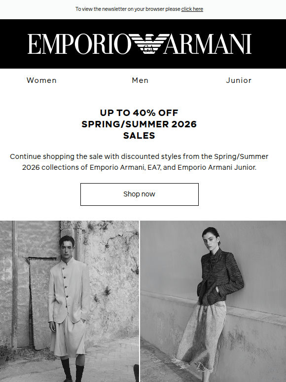 The Sale Continues: Up to 40% off Emporio Armani and EA7