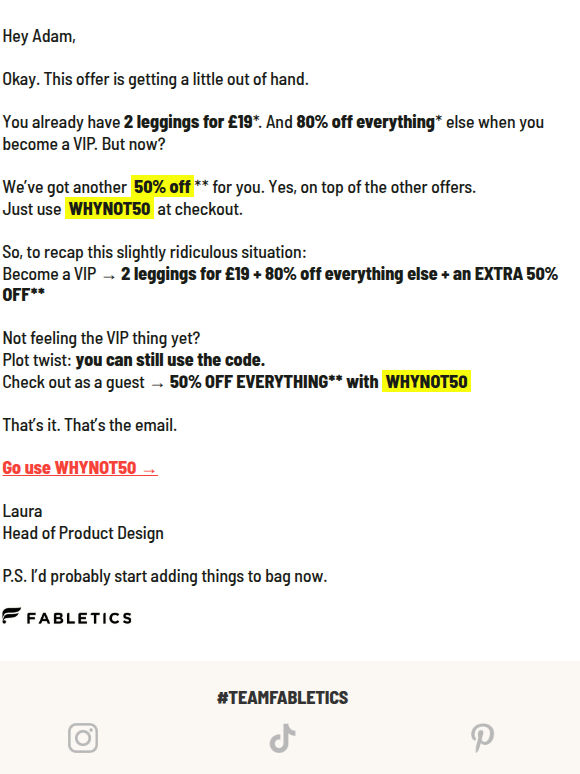 50% off, VIP or not