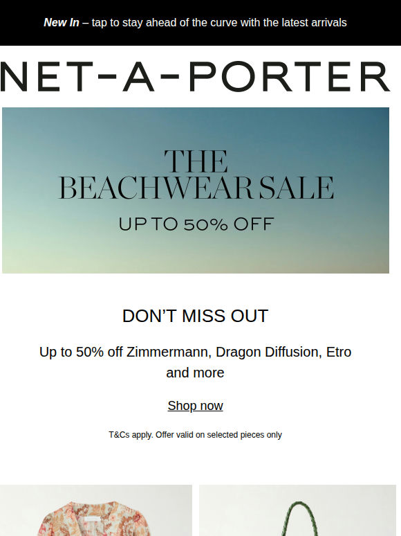 Don’t miss up to 50% off beachwear