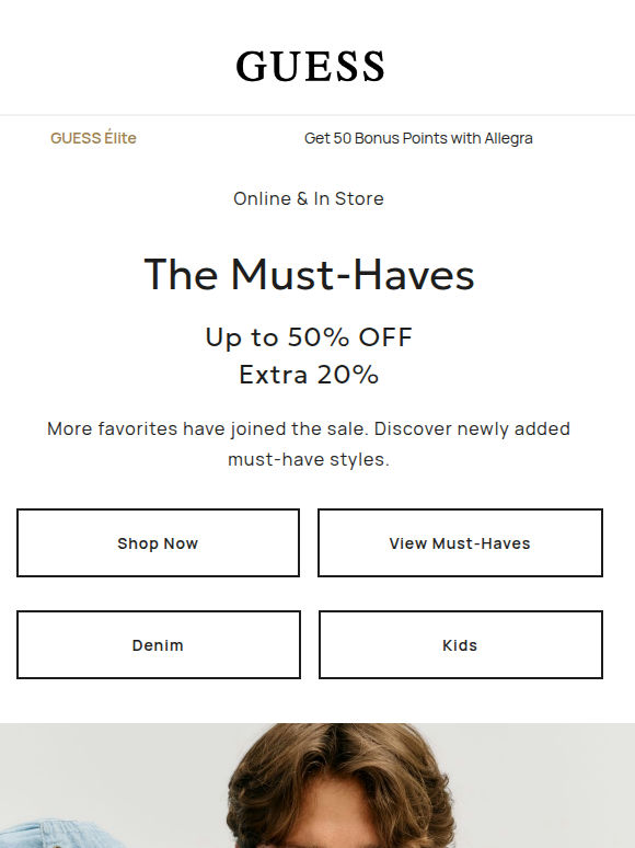 Up to 50% off + extra 20% off more styles