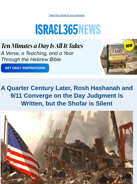 Rosh Hashanah and 9/11 Converge on the Day Judgment is Written and Today's Top Stories