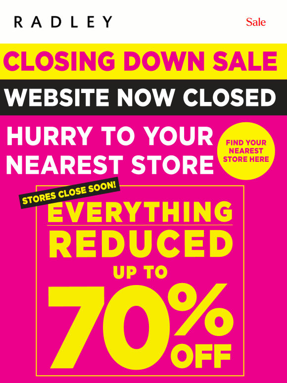 Up to 70% off in stores!
