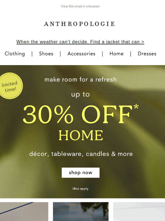 Up to 30% OFF décor, tableware & more