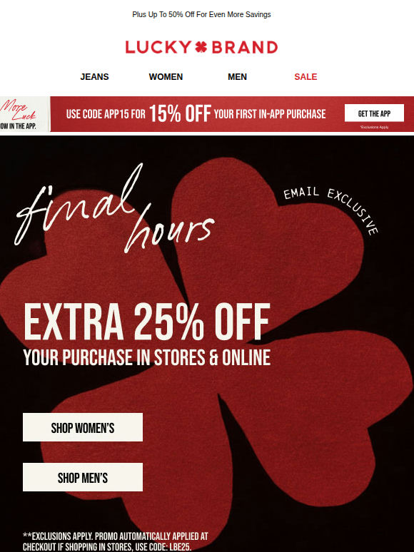HURRY! ⏰ EXTRA 25% Off Ends Today