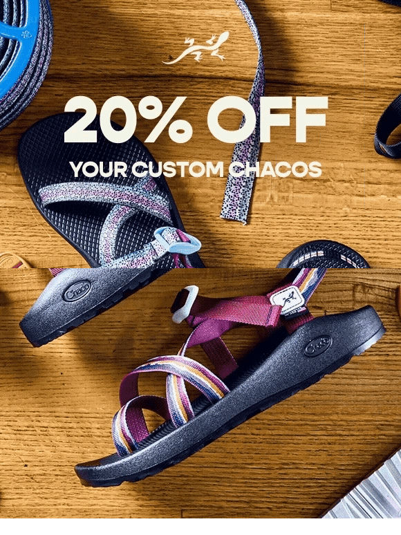 2 days left to get 20% off custom Chacos!
