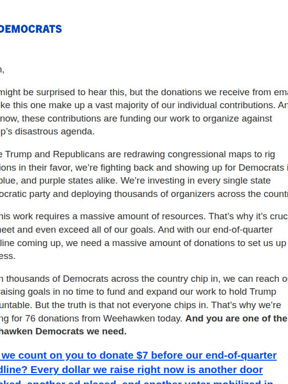 We need Democrats from Weehawken