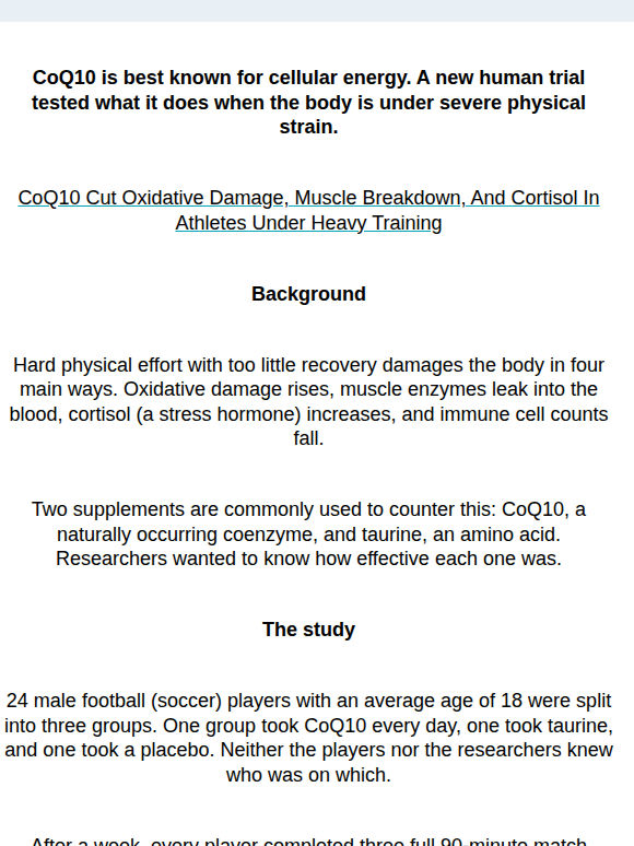 CoQ10 vs Taurine: A New Head To Head Trial